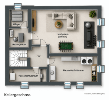 Großzügige DHH mit großem Garten, Kamin, Garage, Keller & ca. 198 m² Wohn-/Nutzfläche in Lichtenrade - Grundriss (7204)