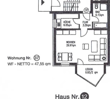 Loggia-Wohnung im Erdgeschoss mit 47,6 m² in Hannover - Titelbild (6561)