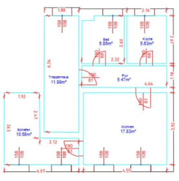 Spechthausen 30 l Teilrenovierte 2-Zimmer Wohnung mit Gartenanteil, Keller und Stellplatz - WE 009 Grundriss_einzel (6288)